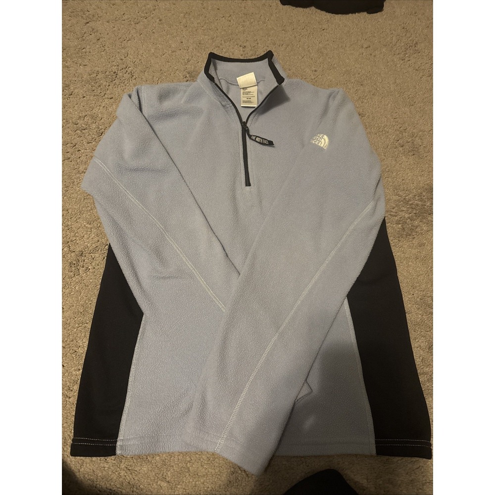 The North Face Women's Quarter Zip Fleece Light Blue And Black Size Medium